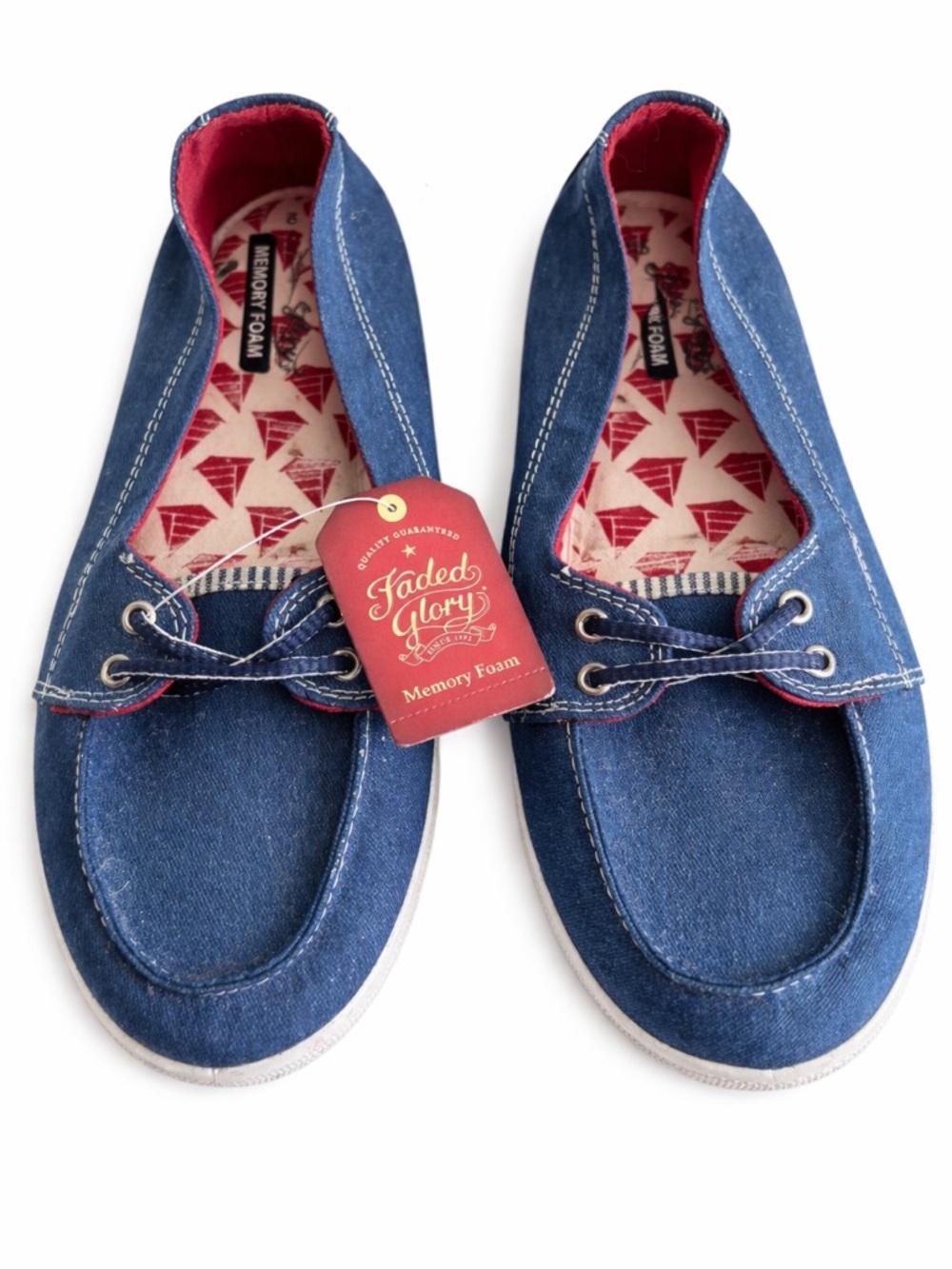 Faded Glory Women’s Size 9 Denim Slip-On Shoes Memory Foam NWT Casual Flats